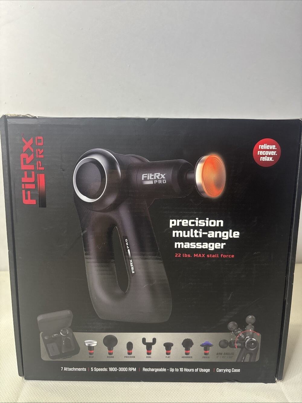 FitRx Pro Precision Multi-Angle Massage Gun Handheld Percussion Massager NIB
